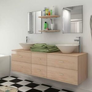 Badezimmermöbel und Waschbecken Set 7 Teile